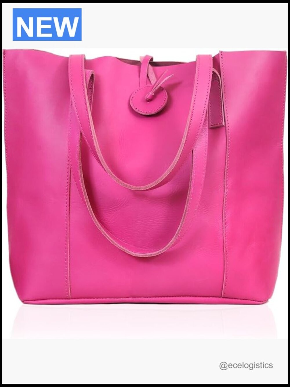 Genuine Leather Tote Bag with Laptop Compartment, Large Work Handbag Satchel
